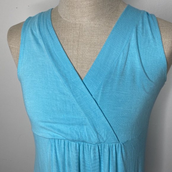 J.Jill Womens Sleeveless Dress Sz S Turquiose Blue V Neck Rayon Midi Sundress - Picture 4 of 7